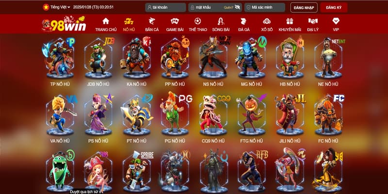Cổng game nổ hũ 98win